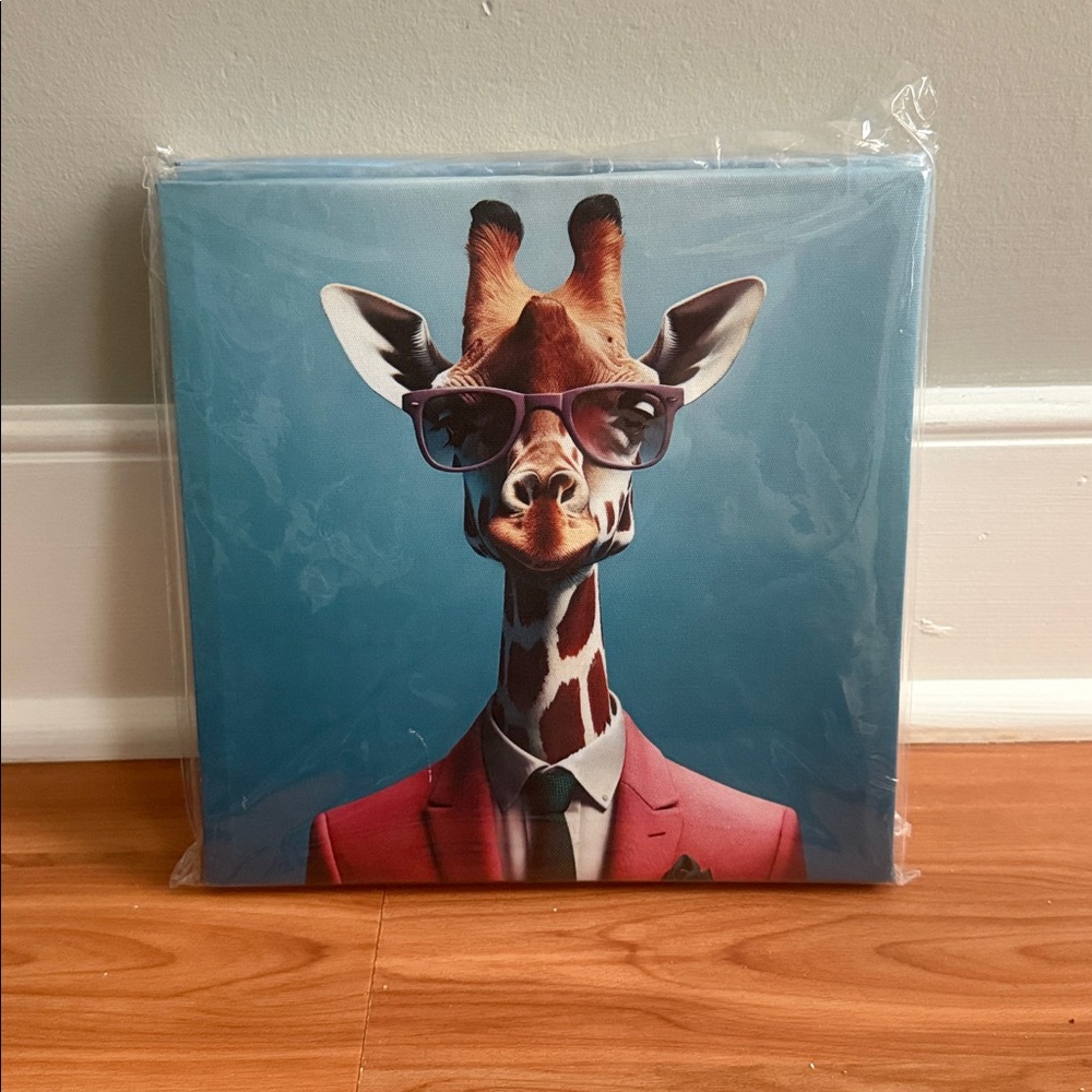Stylish Giraffe Wall Art in Pink and Blue